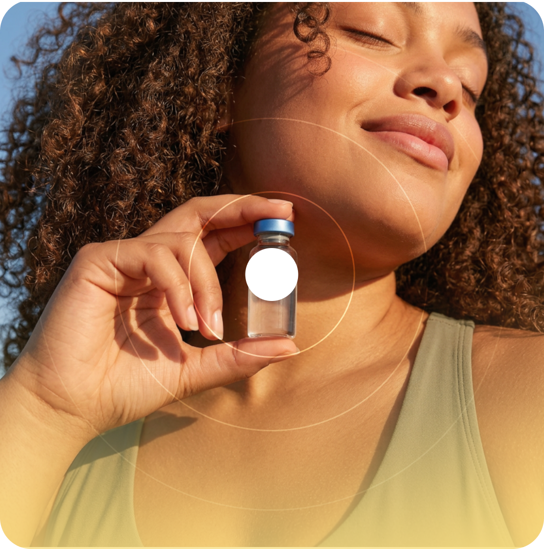 Woman holding a GLP-1 medication vial